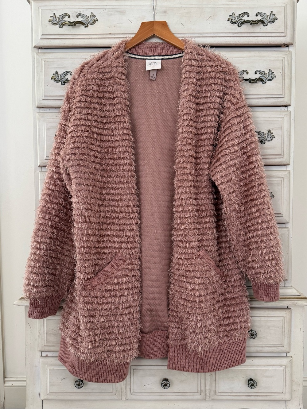 Knox Rose Blush Eyelash Shaggy Cardigan